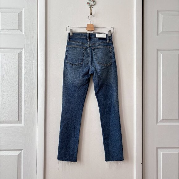 Re/Done 90's High Rise Ankle Crop Jeans in Dusk Destroy - Picture 10 of 13